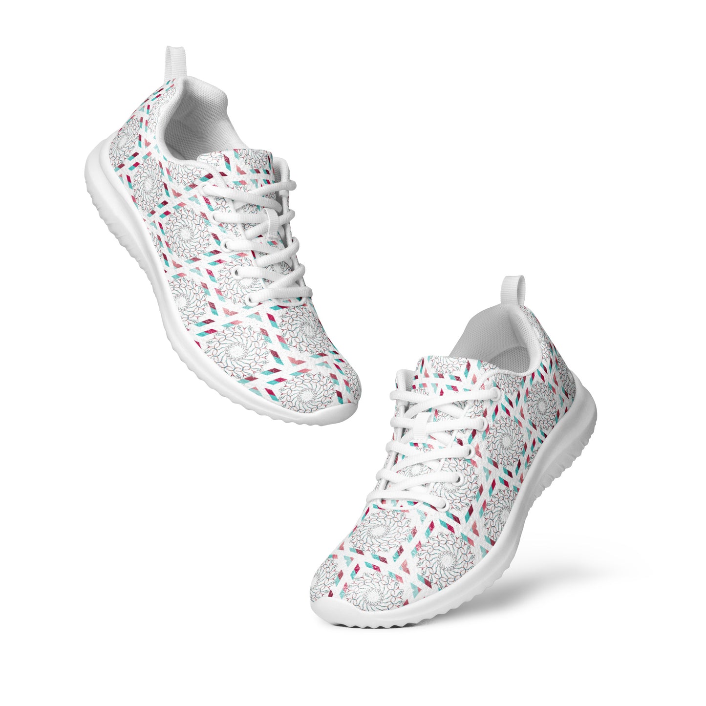 Women’s athletic shoes Kukloso Whimsical No 17 Red/Aqua on White - Free Shipping