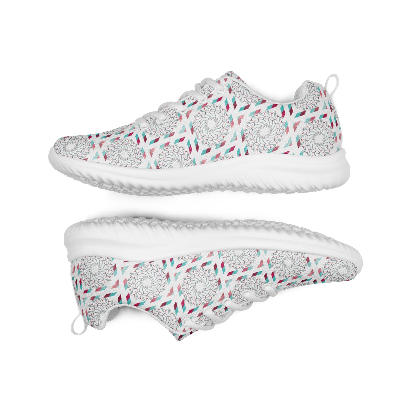 Women’s athletic shoes Kukloso Whimsical No 17 Red/Aqua on White - Free Shipping