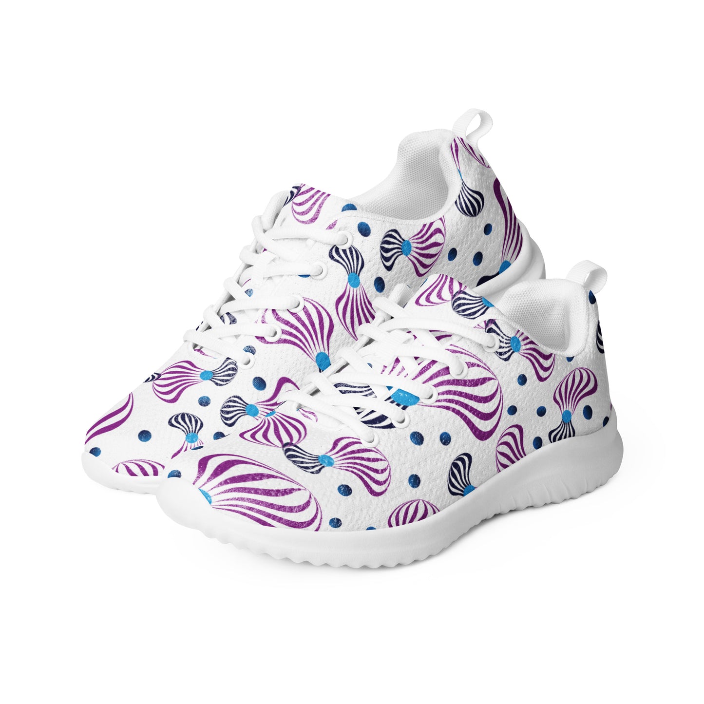 Women’s athletic shoes Kukloso Whimsical No 95 Purple/Aqua/Navy Spirials on White - Free Shipping