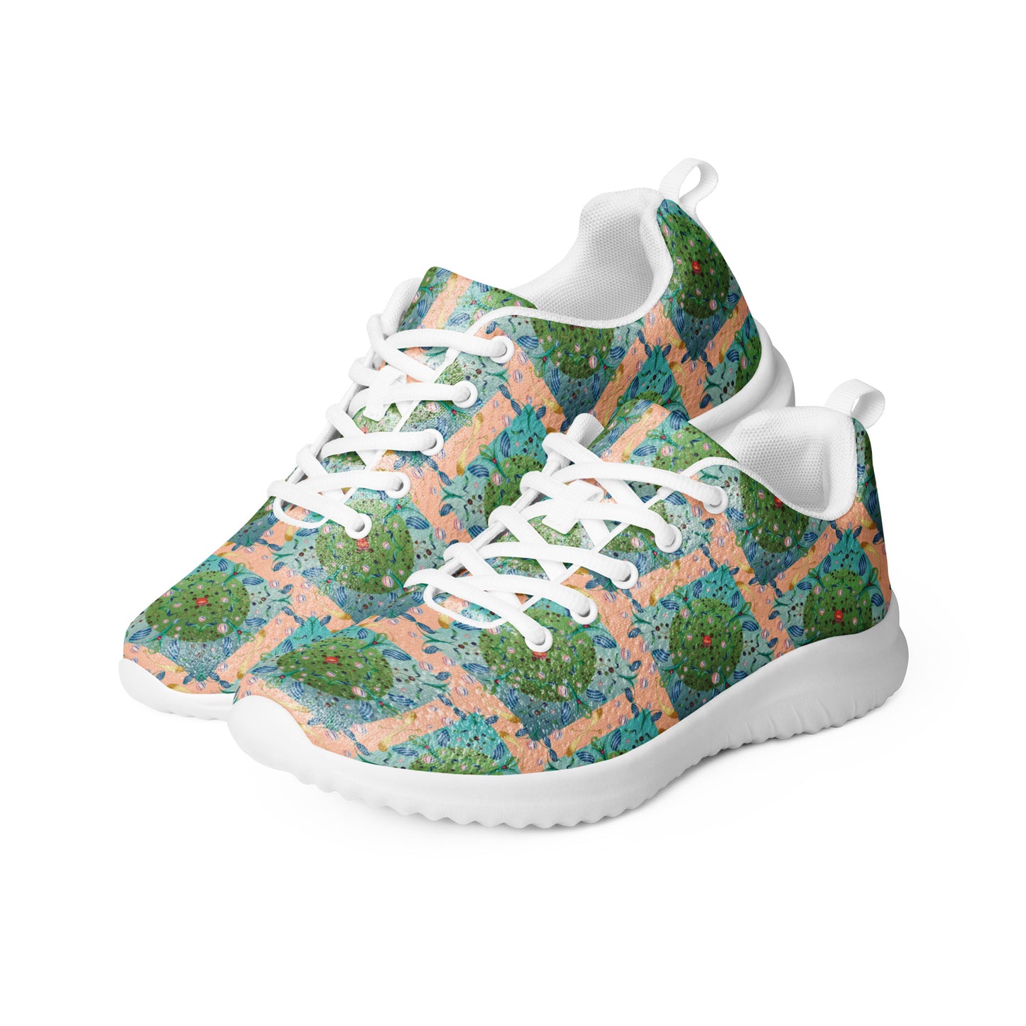 Women’s athletic shoes Kukloso Whimsical No 16 Green/Aqua on Peach - Free Shipping