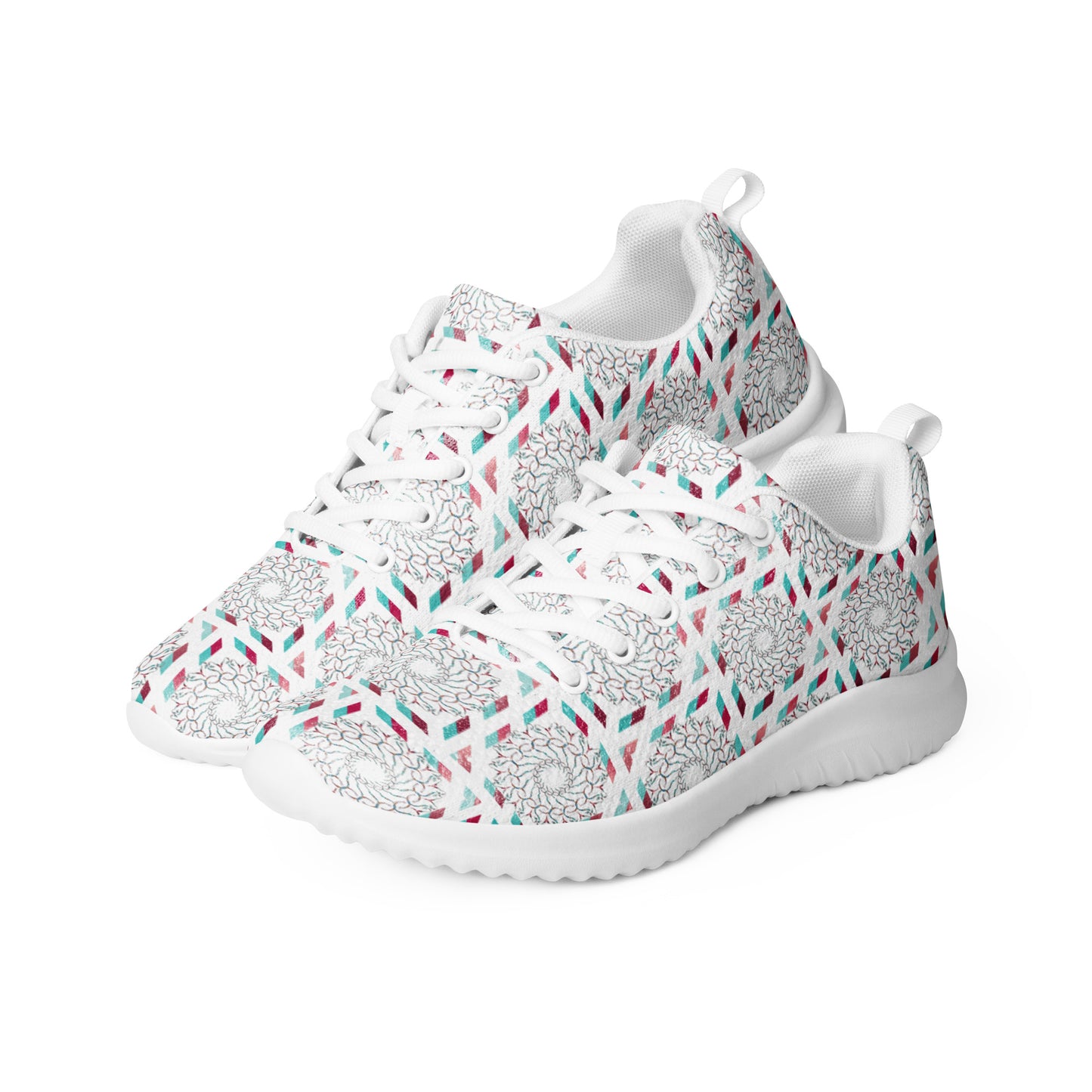 Women’s athletic shoes Kukloso Whimsical No 17 Red/Aqua on White - Free Shipping