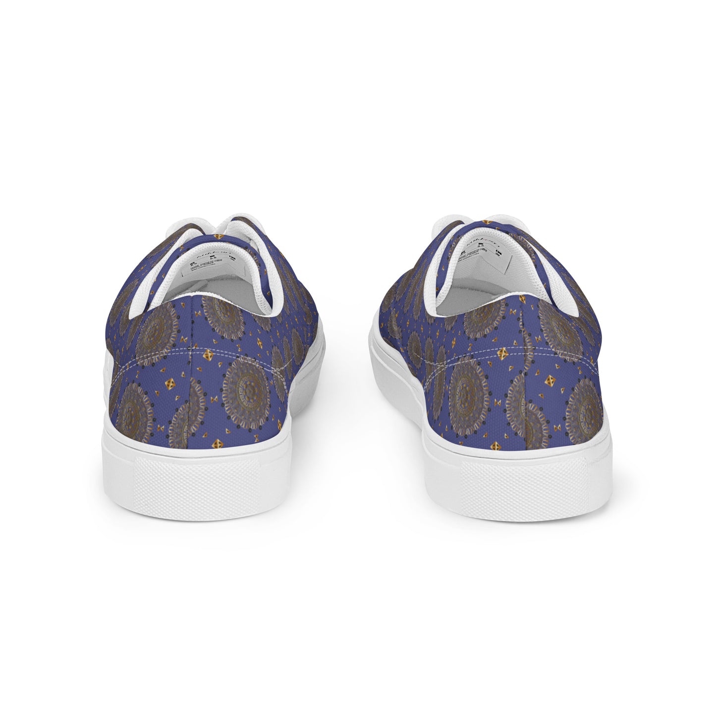 Women’s lace-up canvas shoes Kukloso AG No 13 Mini-Mandalas on Navy - Free Shipping