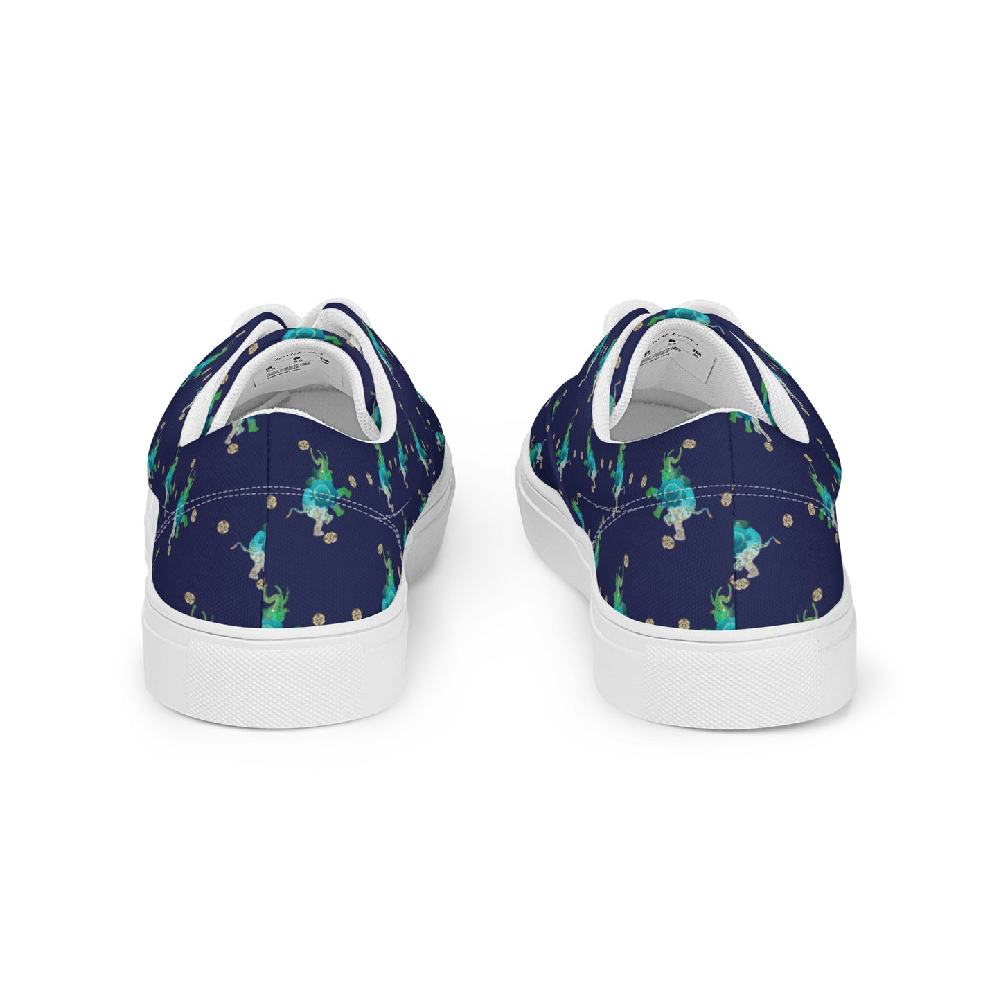 Women’s lace-up canvas shoes Kukloso Ganesha No 19 Aqua on Navy - Free Shipping