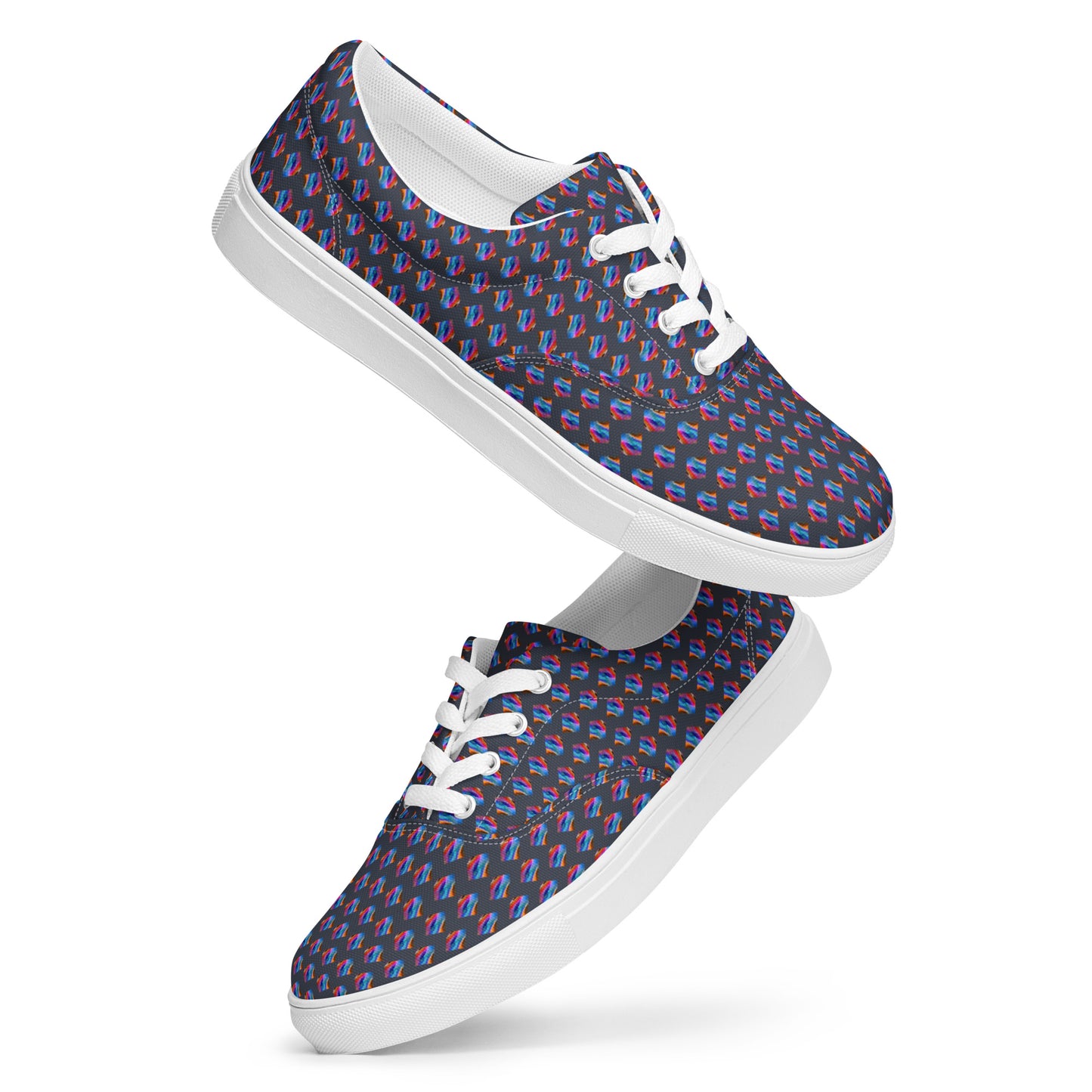 Women’s lace-up canvas shoes Kukloso Abstract No 4 Navy - Free Shipping