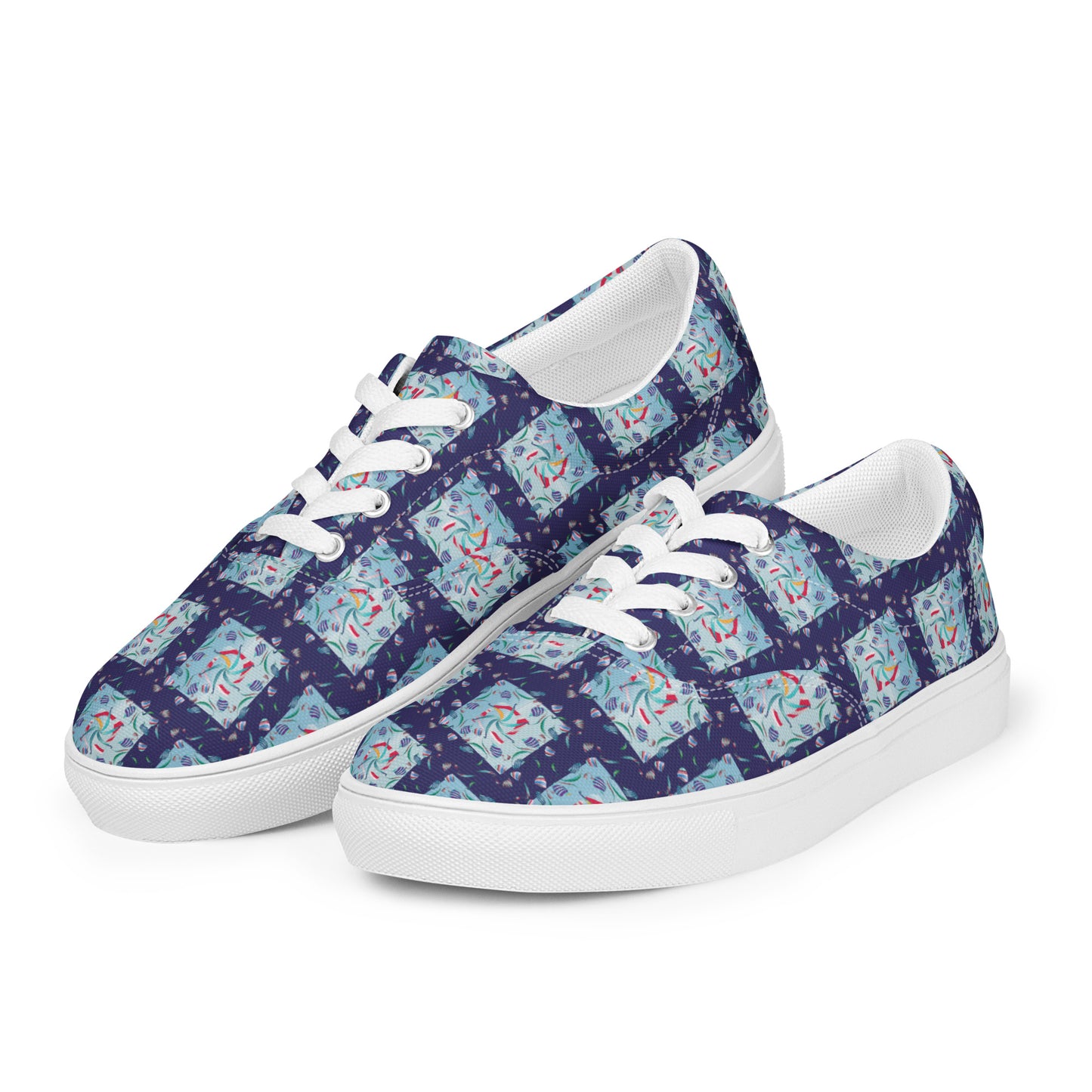 Women’s lace-up canvas shoes Kukloso Whimsical No 10 Navy - Free Shipping