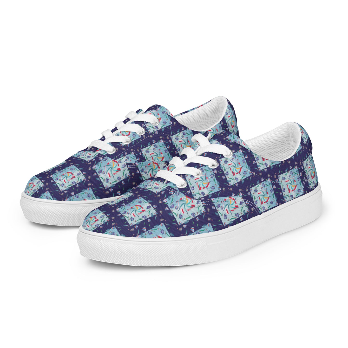 Women’s lace-up canvas shoes Kukloso Whimsical No 10 Navy - Free Shipping