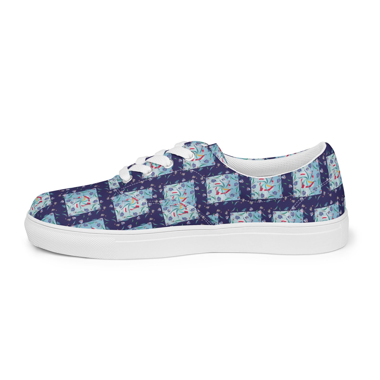 Women’s lace-up canvas shoes Kukloso Whimsical No 10 Navy - Free Shipping