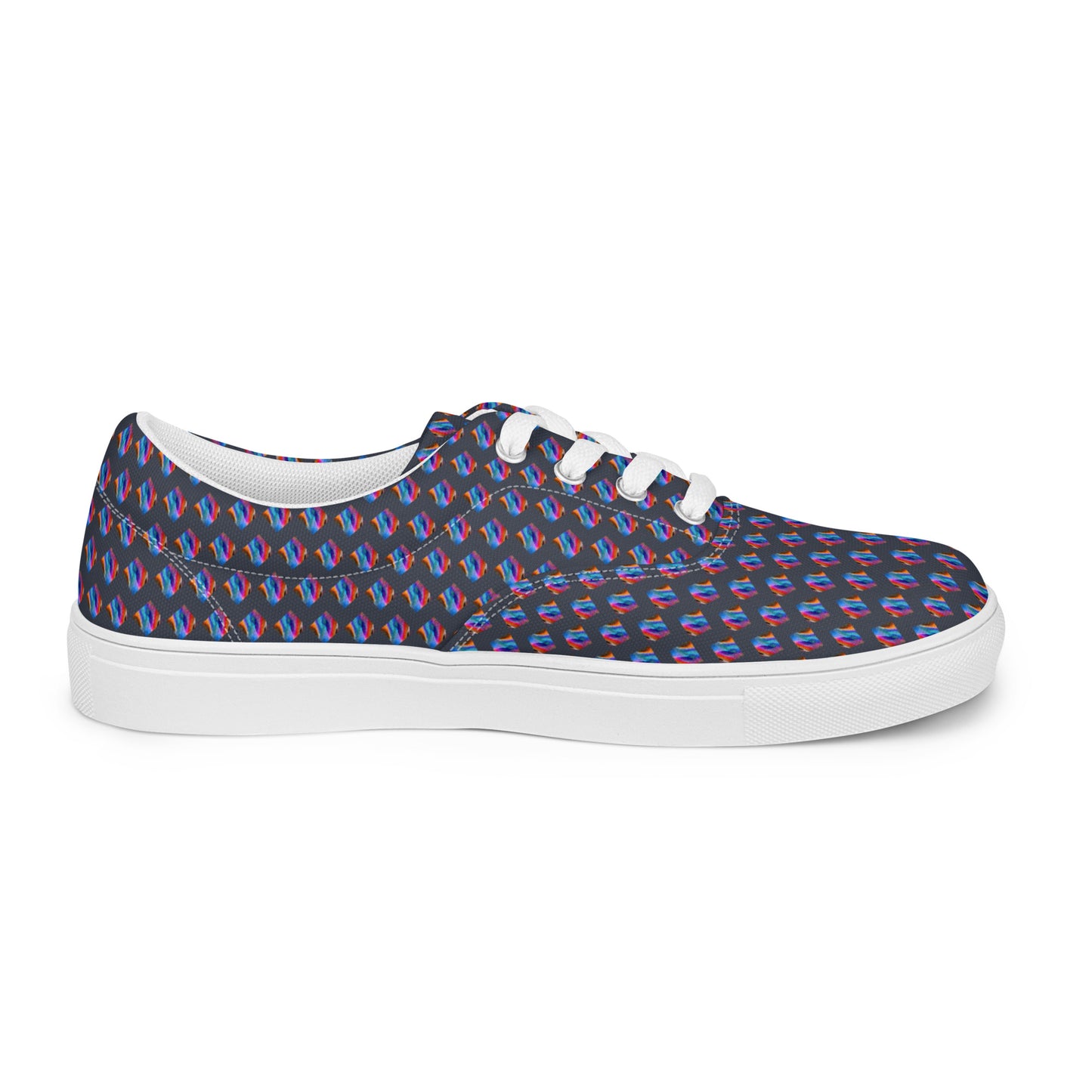 Women’s lace-up canvas shoes Kukloso Abstract No 4 Navy - Free Shipping