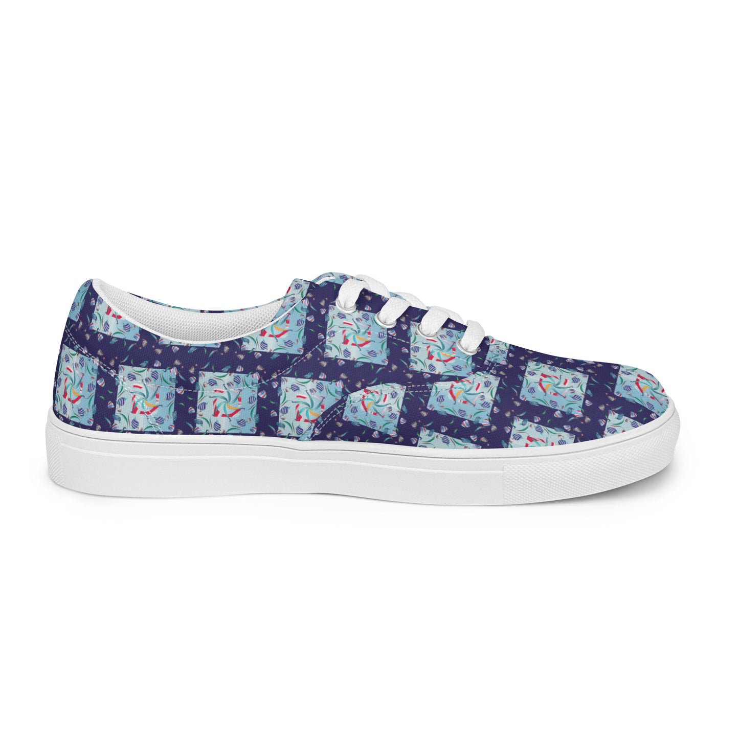 Women’s lace-up canvas shoes Kukloso Whimsical No 10 Navy - Free Shipping