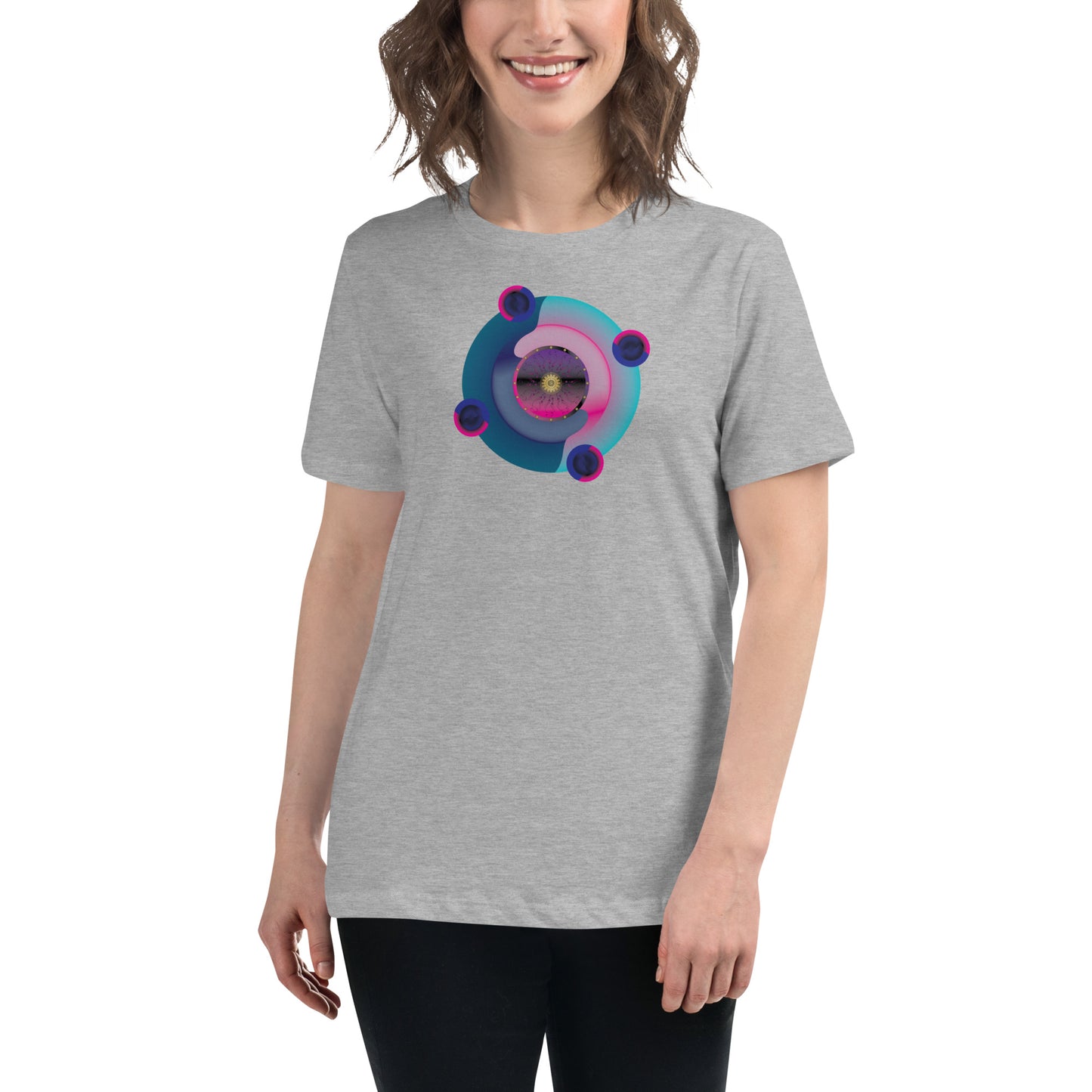 Women's Relaxed T-Shirt Kuklos 4301 Abstract Mandala - Pink - Aqua colors Free Shipping