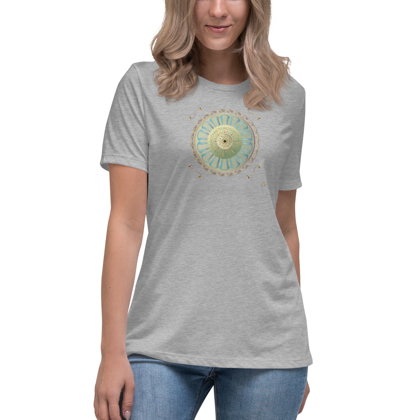 Women's Relaxed T-Shirt Kuklos 4308 Mandala Floral design Gold - Green Free Shipping
