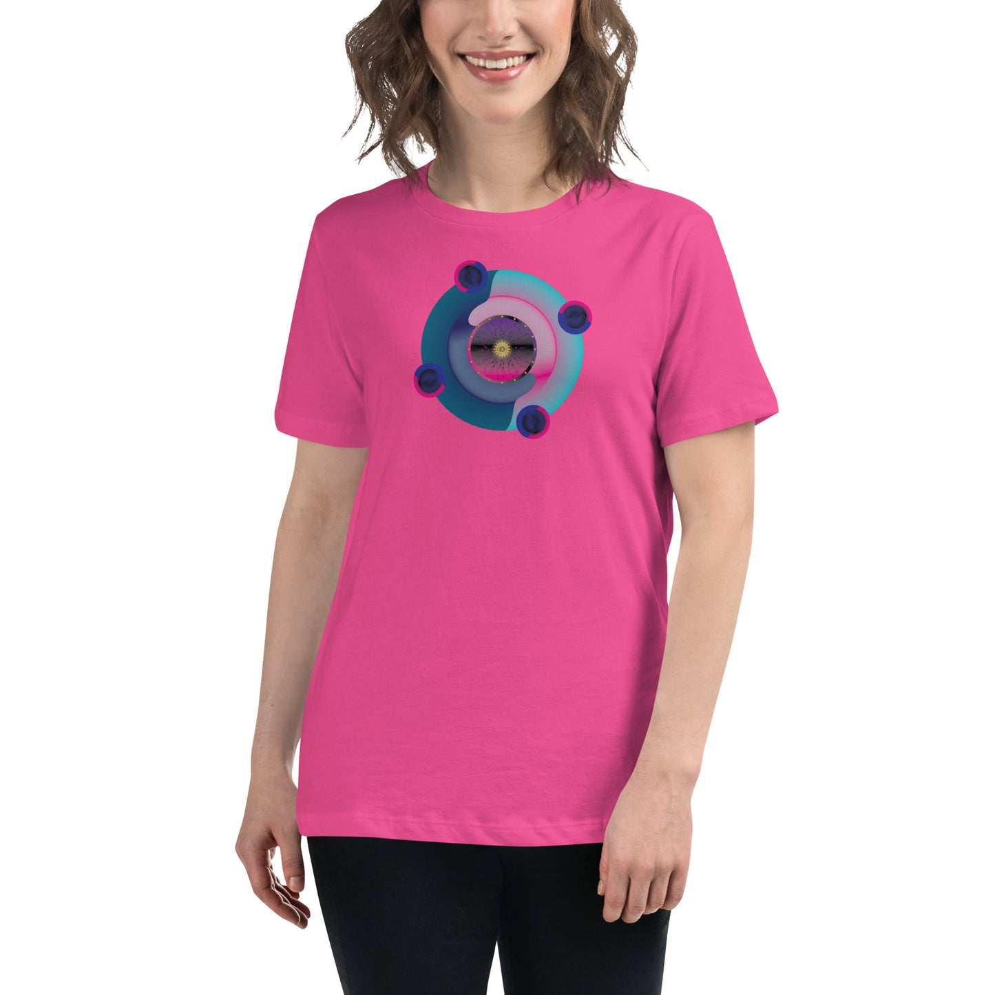 Women's Relaxed T-Shirt Kuklos 4301 Abstract Mandala - Pink - Aqua colors Free Shipping