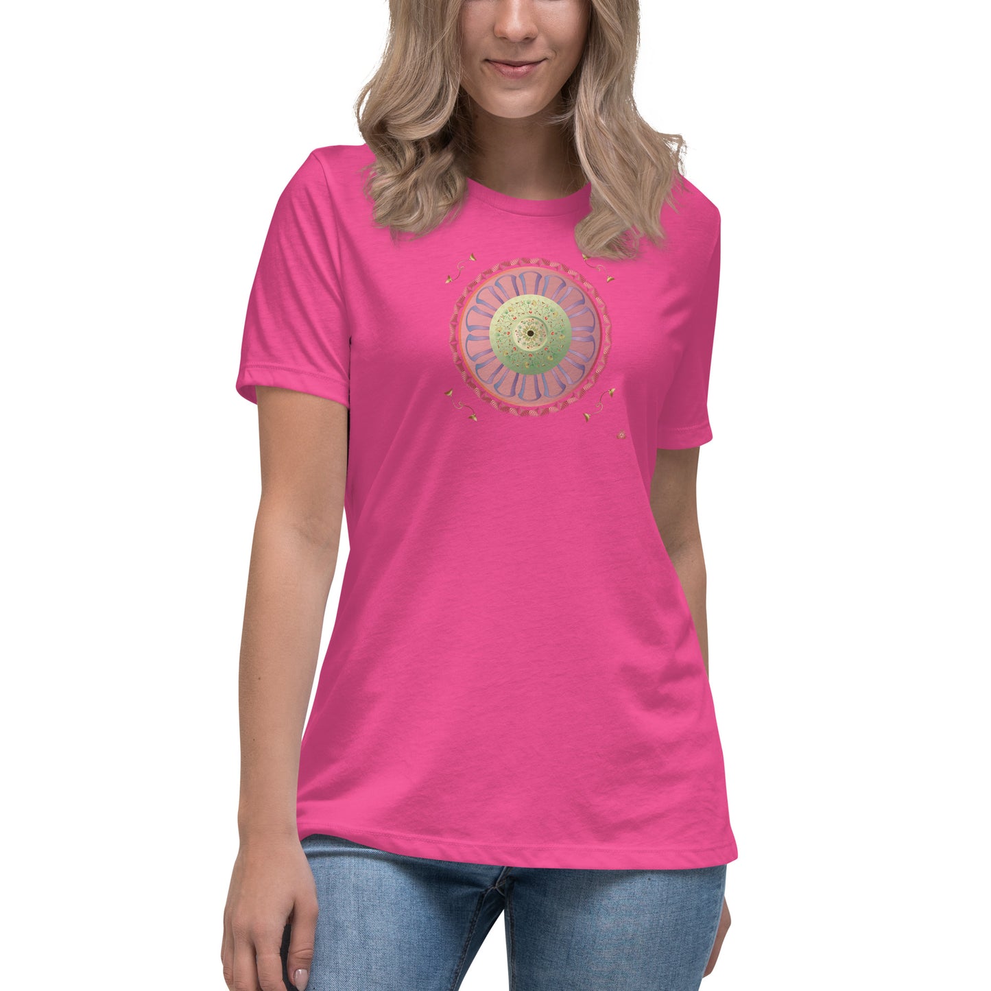 Women's Relaxed T-Shirt Kuklos 4308 Mandala Floral design Gold - Green Free Shipping