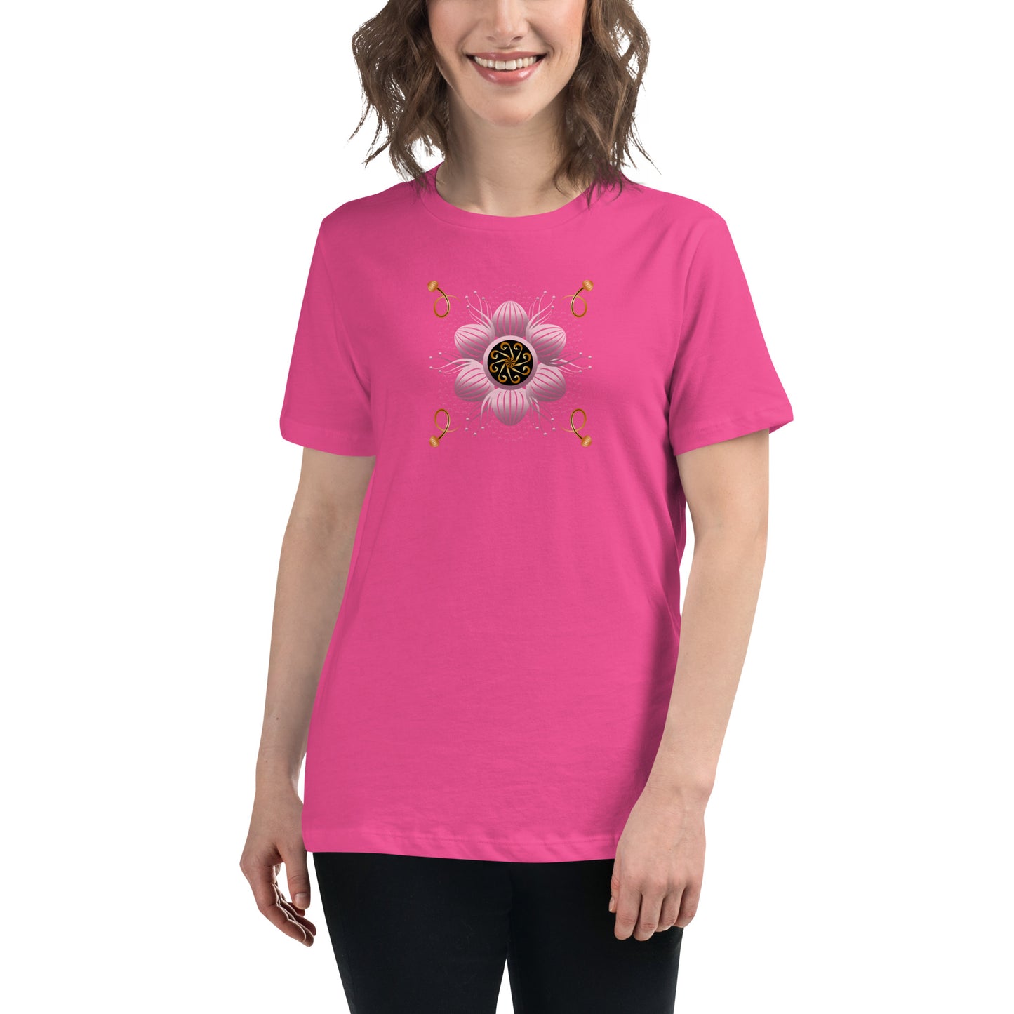 Women's Relaxed T-Shirt Kuklos 4404 Mandala Pink - Gold colors Free Shipping