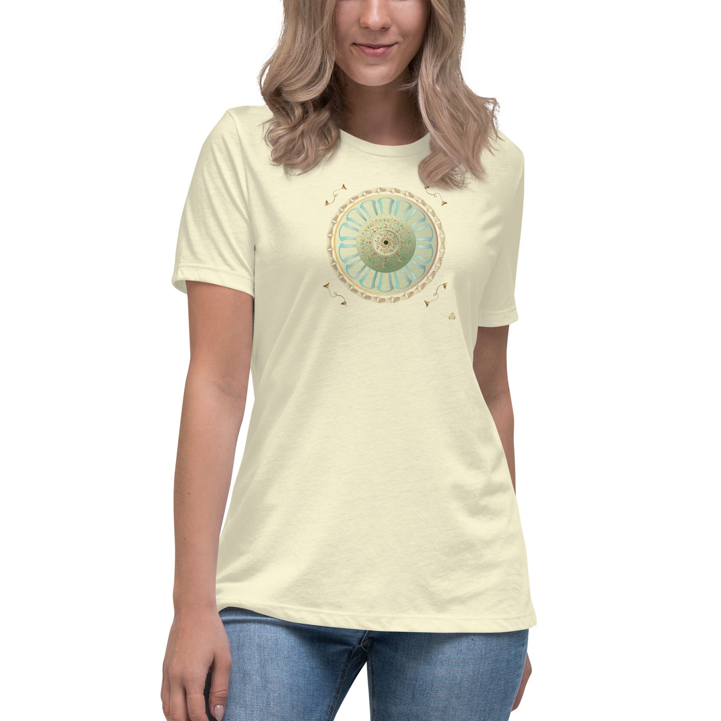 Women's Relaxed T-Shirt Kuklos 4308 Mandala Floral design Gold - Green Free Shipping
