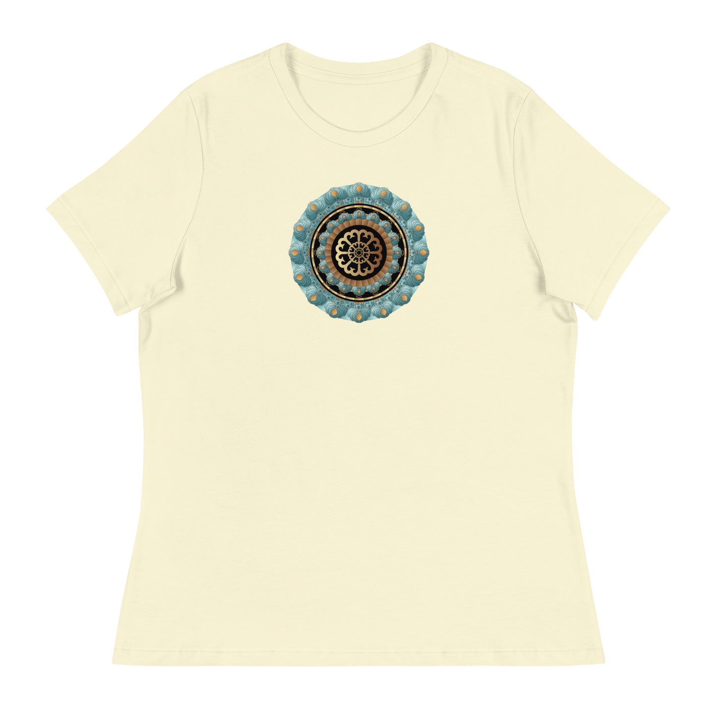 Women's Relaxed T-Shirt Kuklos No 4440 Mandala Aqua - Gold colors Free Shipping