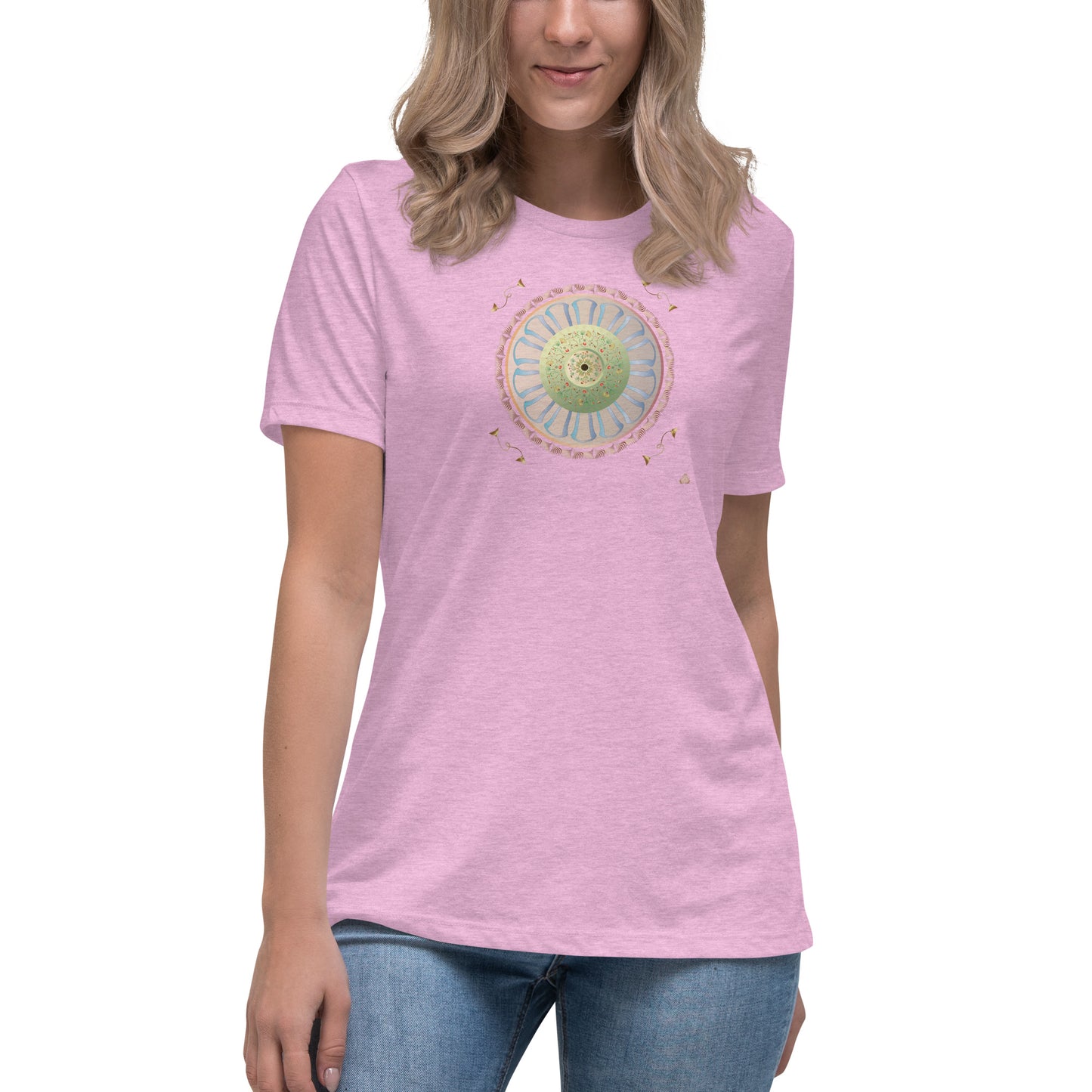 Women's Relaxed T-Shirt Kuklos 4308 Mandala Floral design Gold - Green Free Shipping