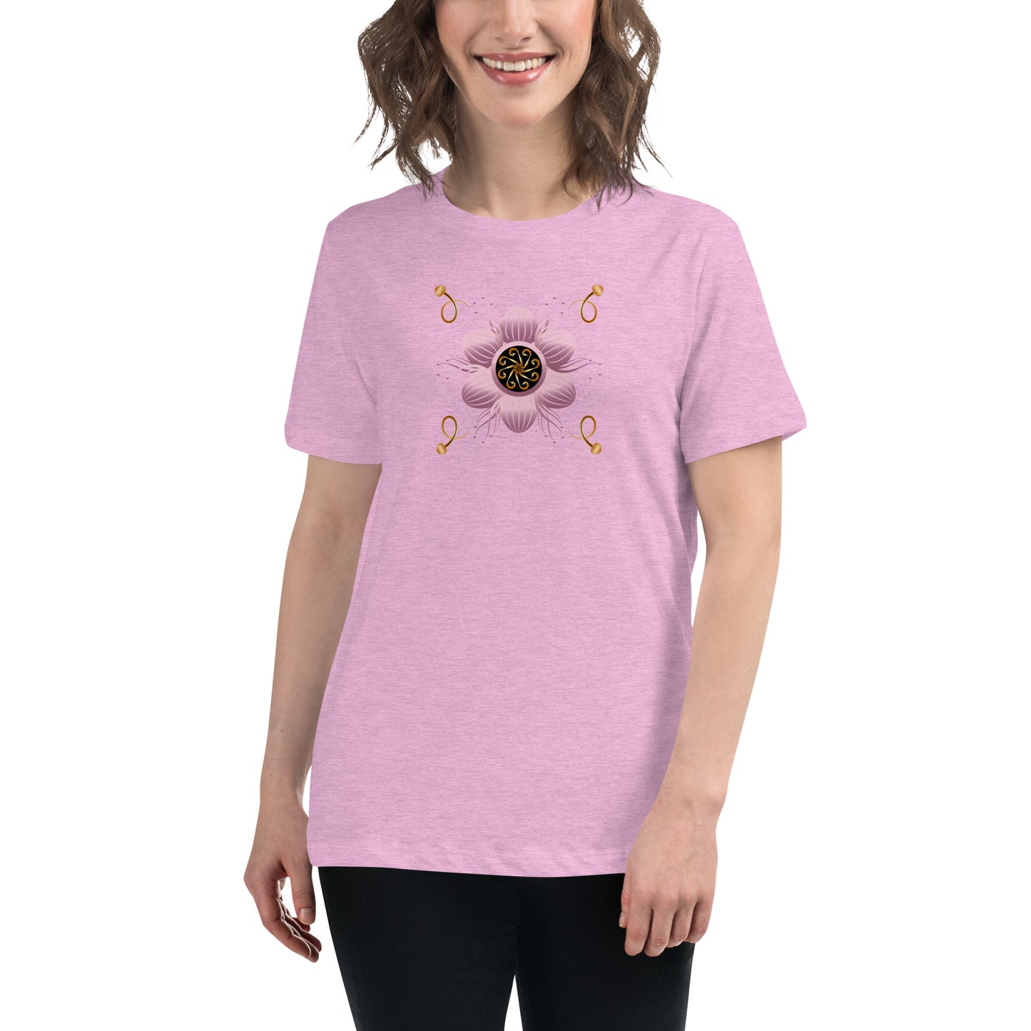 Women's Relaxed T-Shirt Kuklos 4404 Mandala Pink - Gold colors Free Shipping