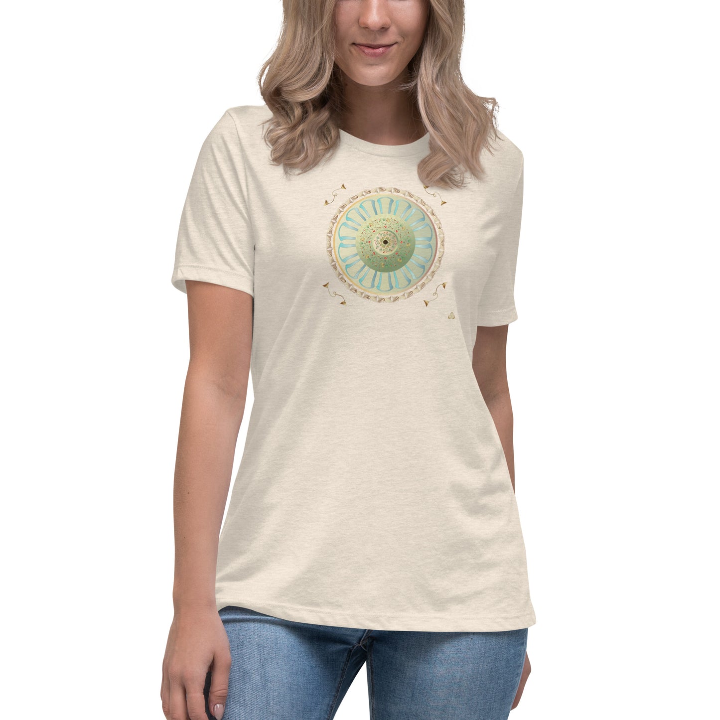 Women's Relaxed T-Shirt Kuklos 4308 Mandala Floral design Gold - Green Free Shipping