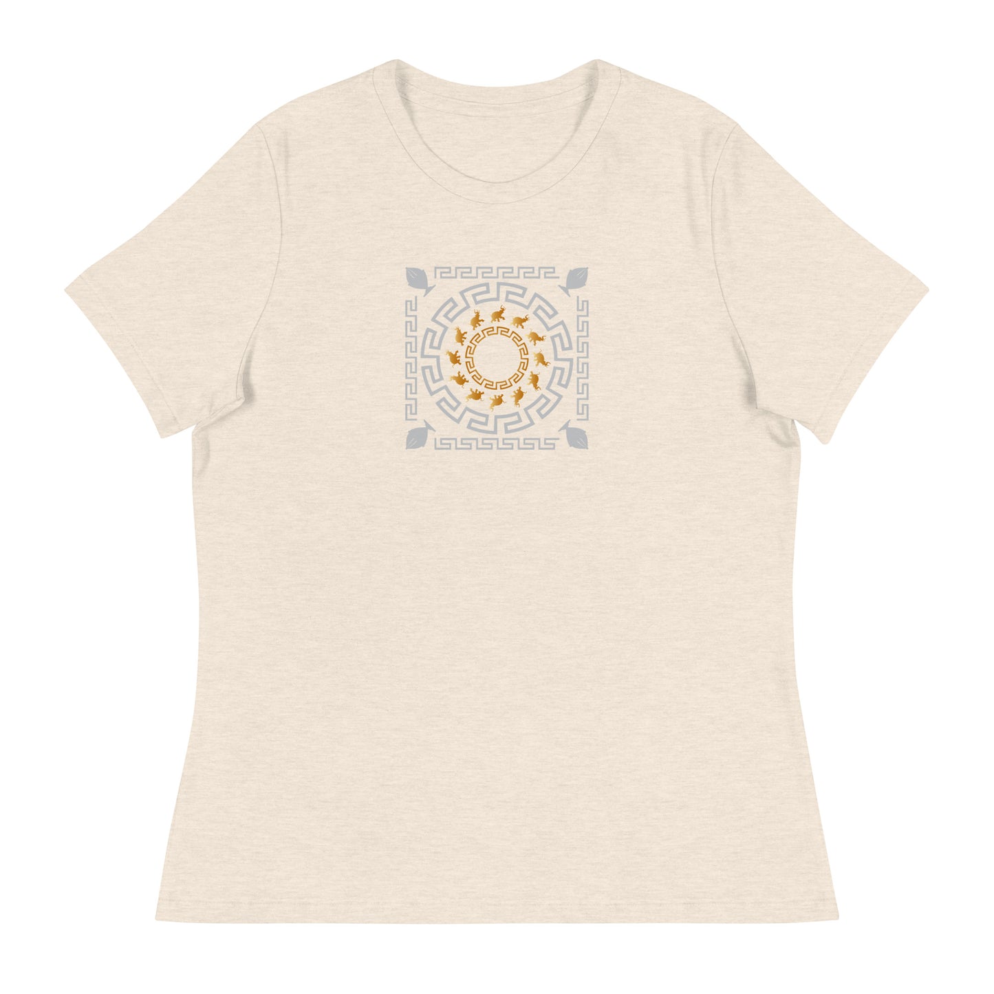 Women's Relaxed T-Shirt Kuklos 4382 Mandala Greek Border Design - Silver - Gold colors Free Shipping