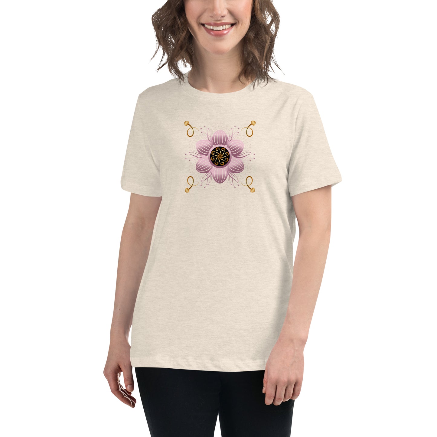 Women's Relaxed T-Shirt Kuklos 4404 Mandala Pink - Gold colors Free Shipping