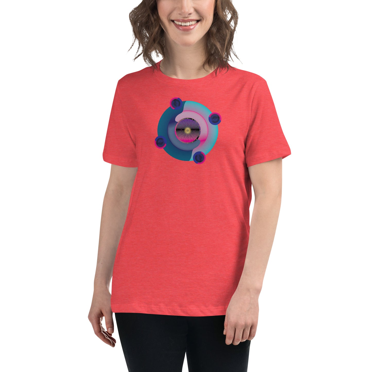 Women's Relaxed T-Shirt Kuklos 4301 Abstract Mandala - Pink - Aqua colors Free Shipping