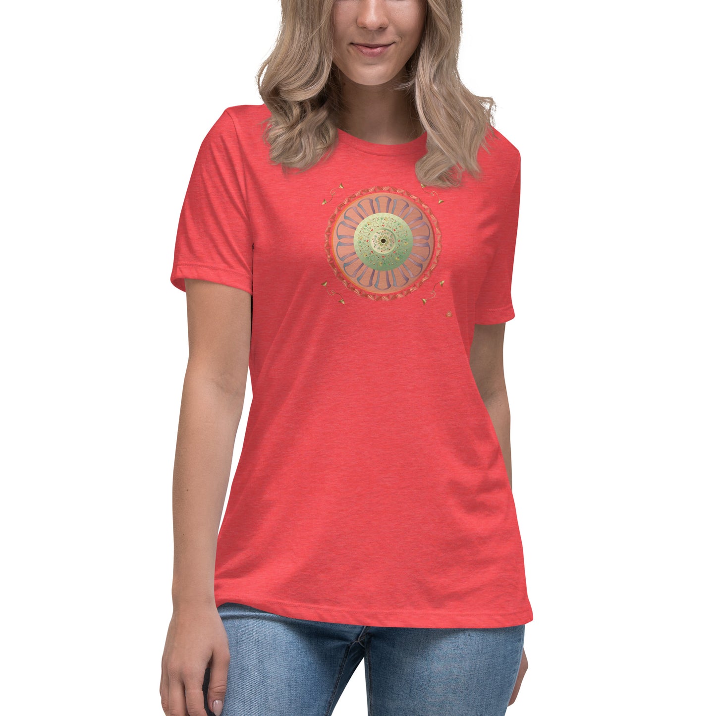 Women's Relaxed T-Shirt Kuklos 4308 Mandala Floral design Gold - Green Free Shipping