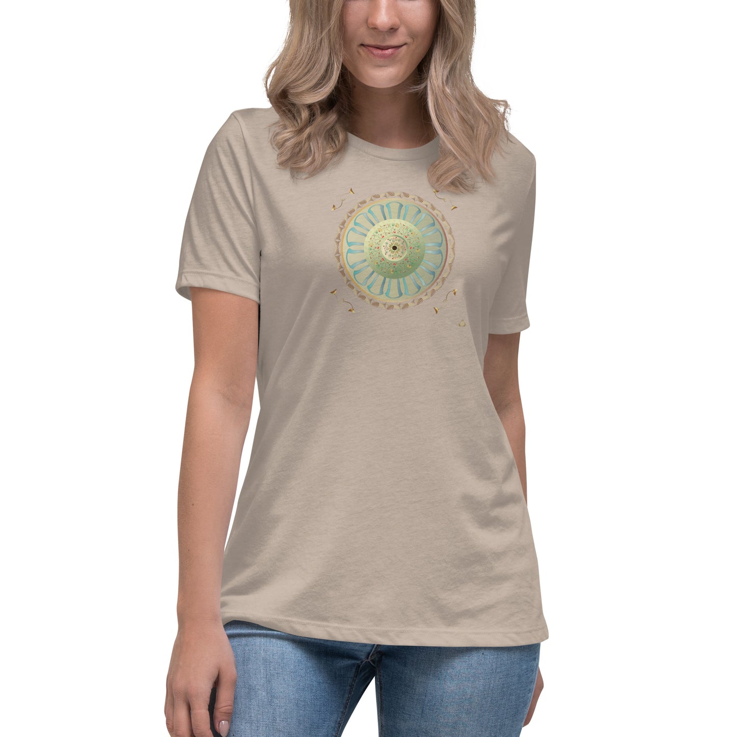Women's Relaxed T-Shirt Kuklos 4308 Mandala Floral design Gold - Green Free Shipping