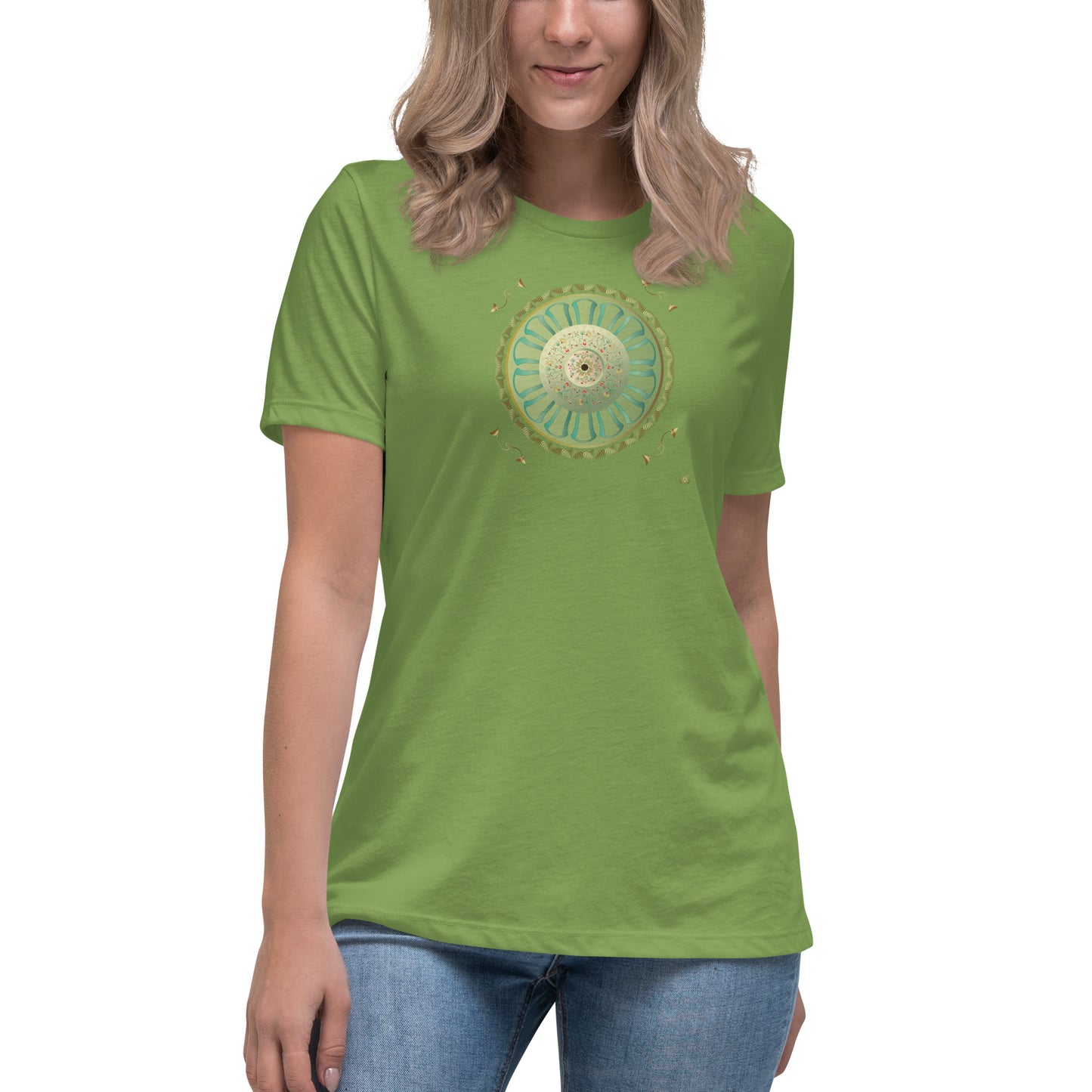 Women's Relaxed T-Shirt Kuklos 4308 Mandala Floral design Gold - Green Free Shipping