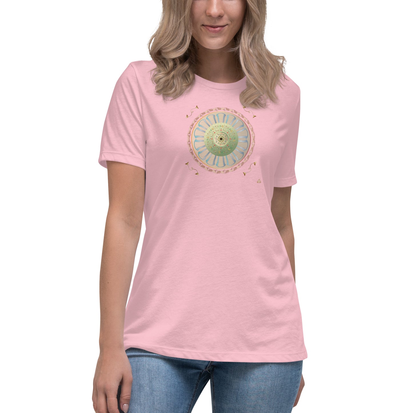 Women's Relaxed T-Shirt Kuklos 4308 Mandala Floral design Gold - Green Free Shipping