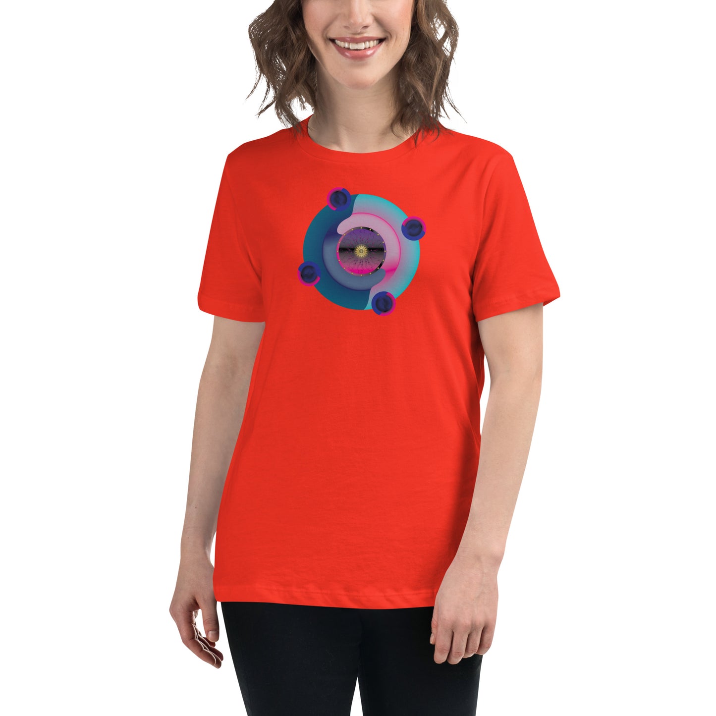 Women's Relaxed T-Shirt Kuklos 4301 Abstract Mandala - Pink - Aqua colors Free Shipping