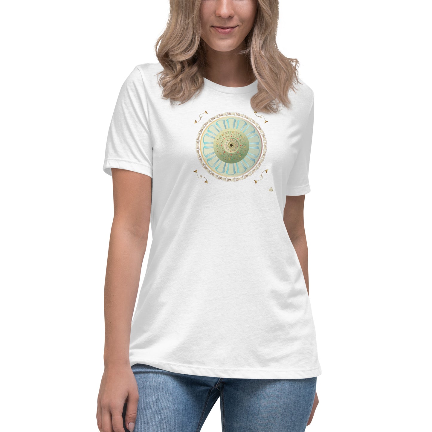Women's Relaxed T-Shirt Kuklos 4308 Mandala Floral design Gold - Green Free Shipping