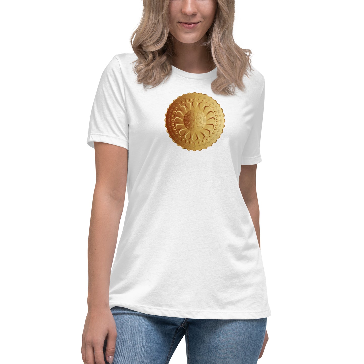 Women's Relaxed T-Shirt Kuklos 4345 Mandala Gold color Free Shipping
