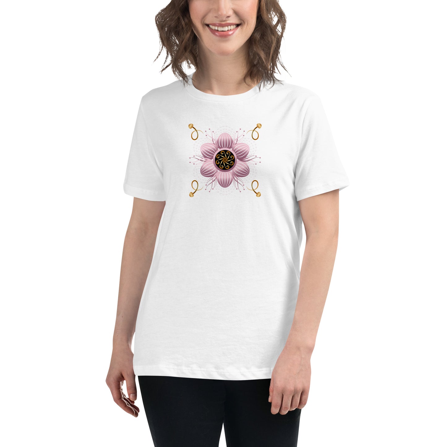 Women's Relaxed T-Shirt Kuklos 4404 Mandala Pink - Gold colors Free Shipping