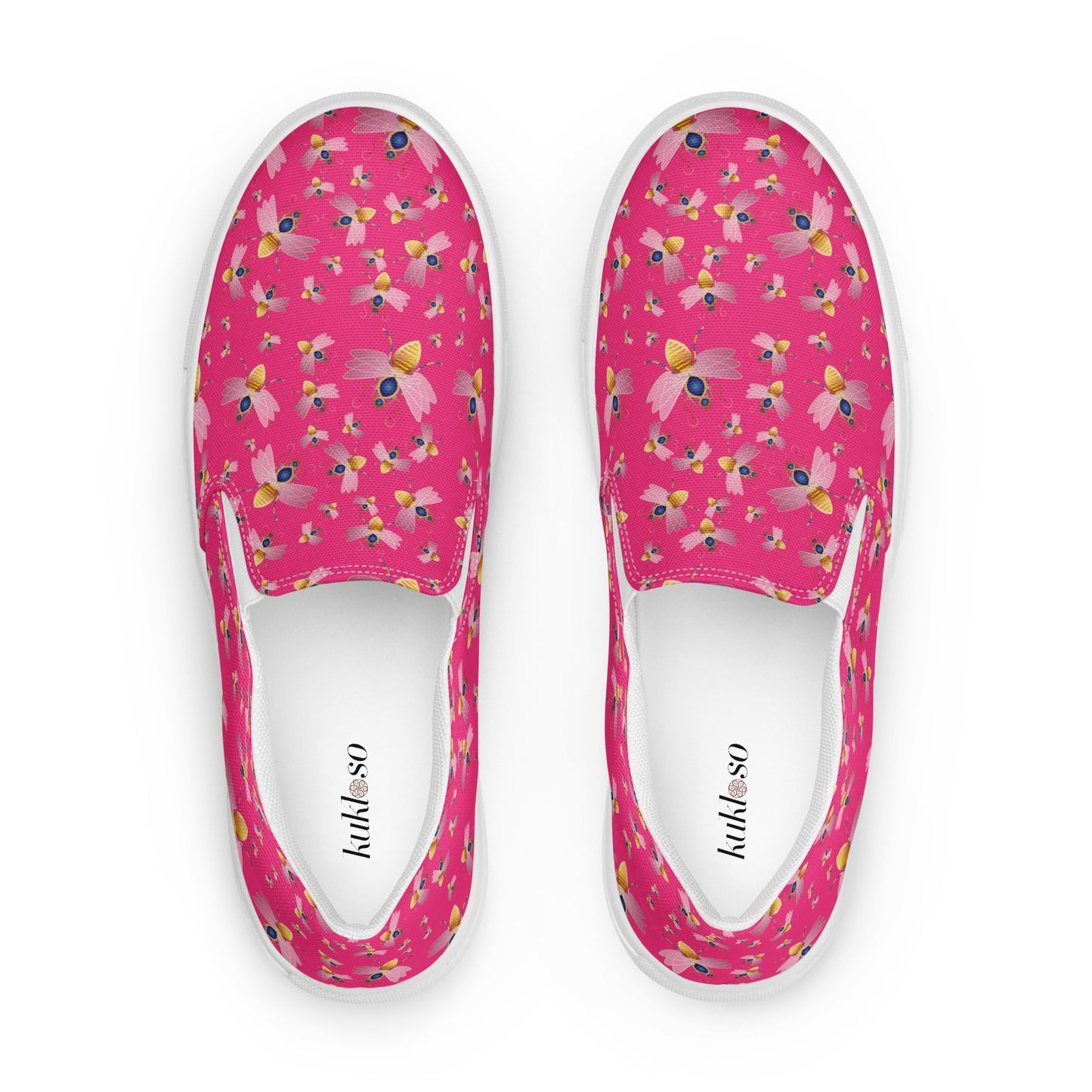 Women’s slip-on canvas shoes Kukloso Queen bee No 45 on Dark Pink - Free Shipping