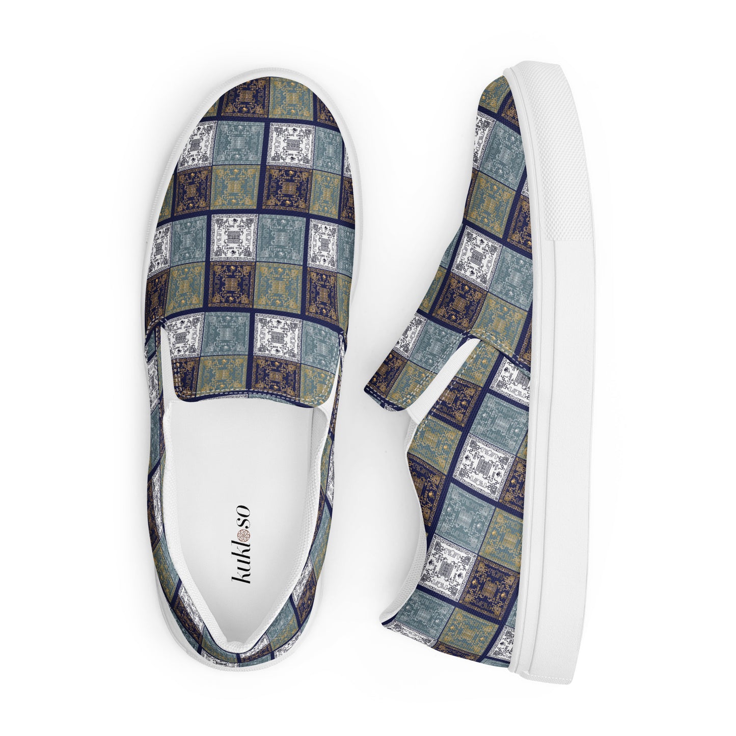 Women’s slip-on canvas shoes Kukloso Greek Border No 50 Carpe Diem - Free Shipping