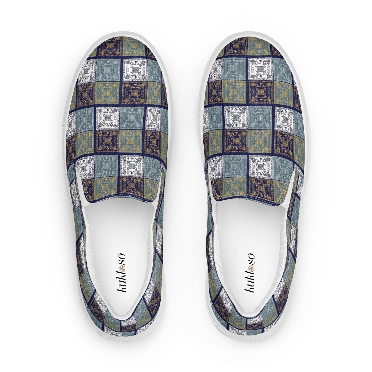 Women’s slip-on canvas shoes Kukloso Greek Border No 50 Carpe Diem - Free Shipping