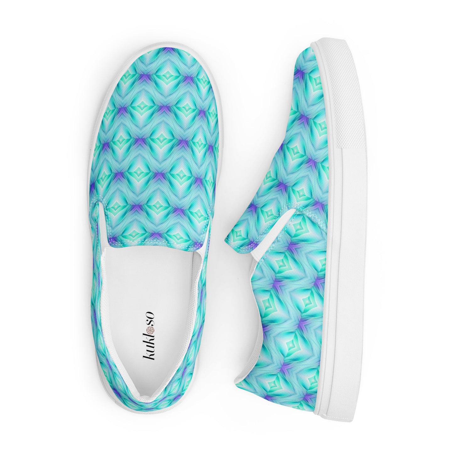 Women’s slip-on canvas shoes Kukloso Abstract No 2 Aqua/Blue - Free Shipping