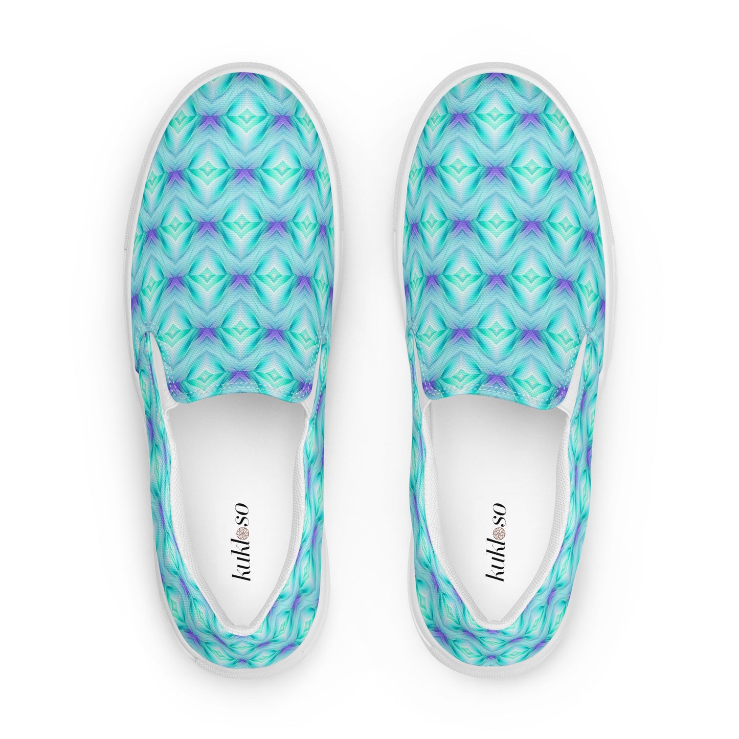 Women’s slip-on canvas shoes Kukloso Abstract No 2 Aqua/Blue - Free Shipping