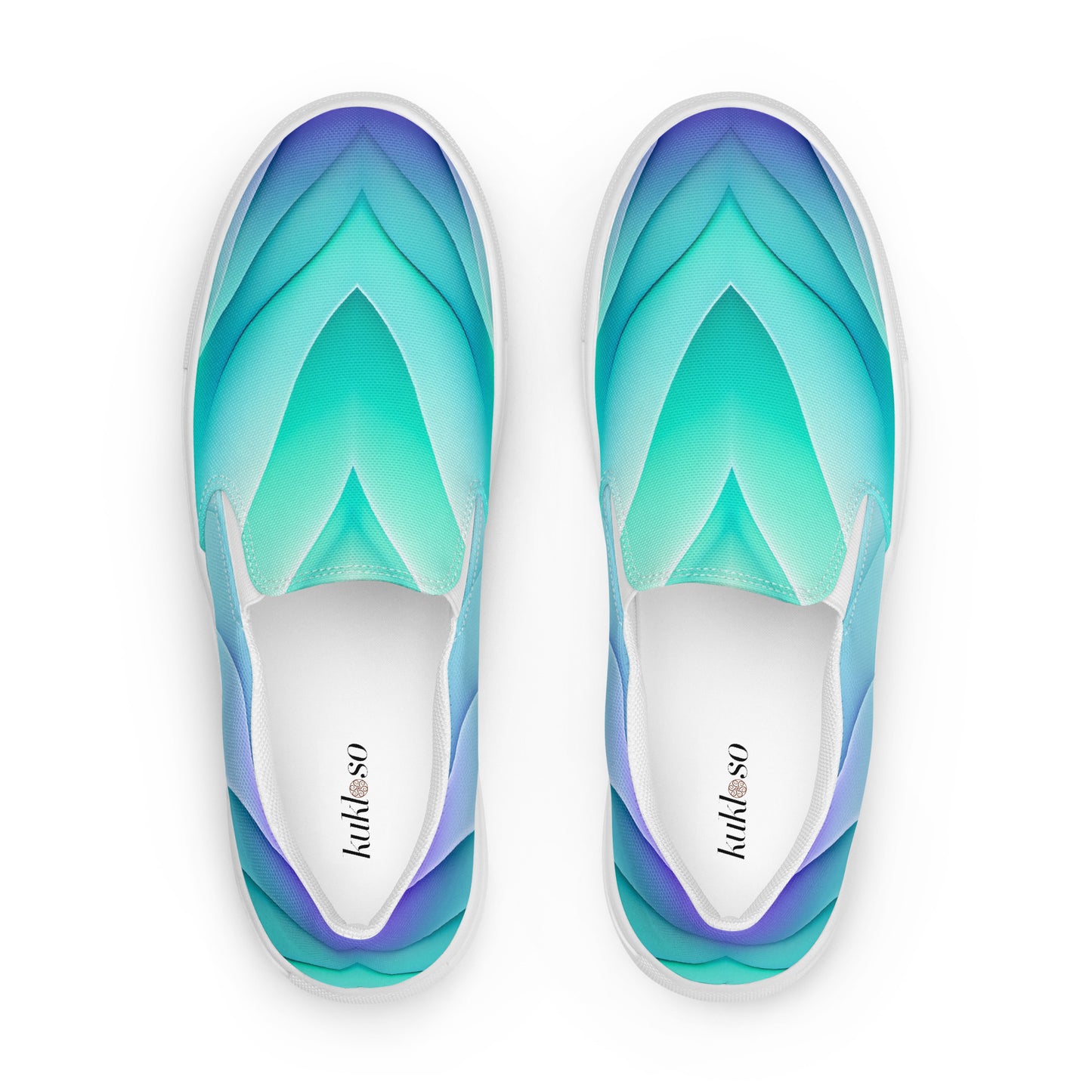 Women’s slip-on canvas shoes Kukloso Abstract No 3 Aqua/Blue - Free Shipping