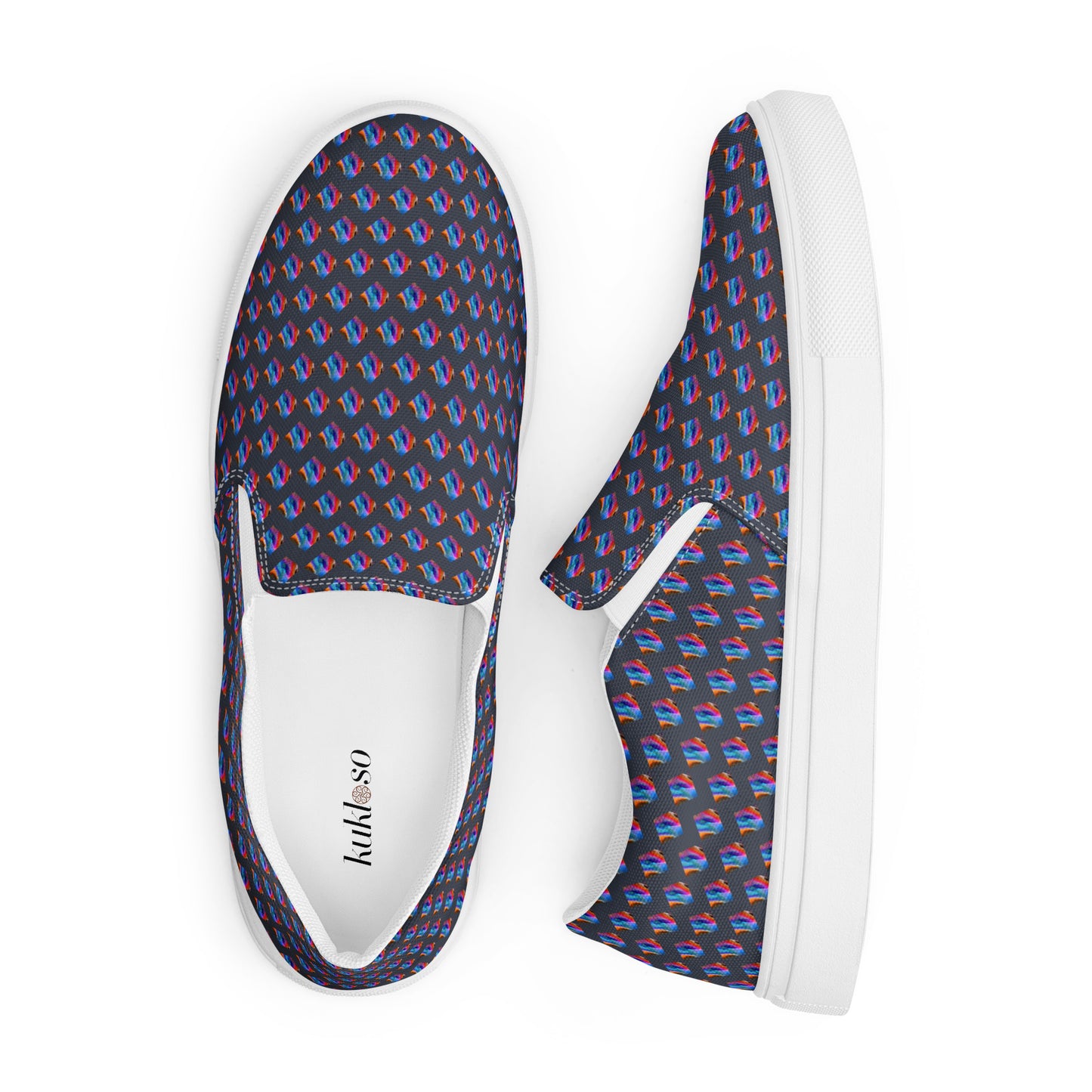 Women’s slip-on canvas shoes Kukloso Abstract No 4 Navy - Free Shipping
