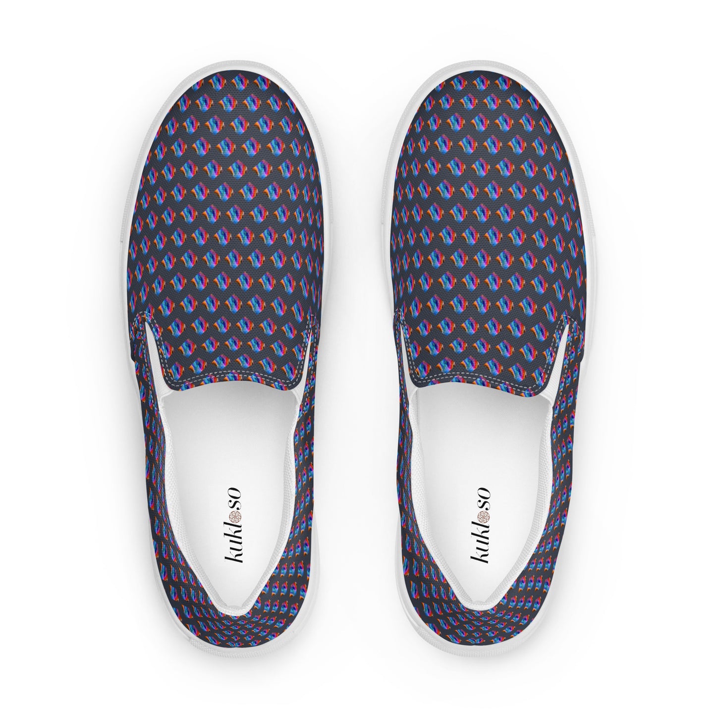 Women’s slip-on canvas shoes Kukloso Abstract No 4 Navy - Free Shipping