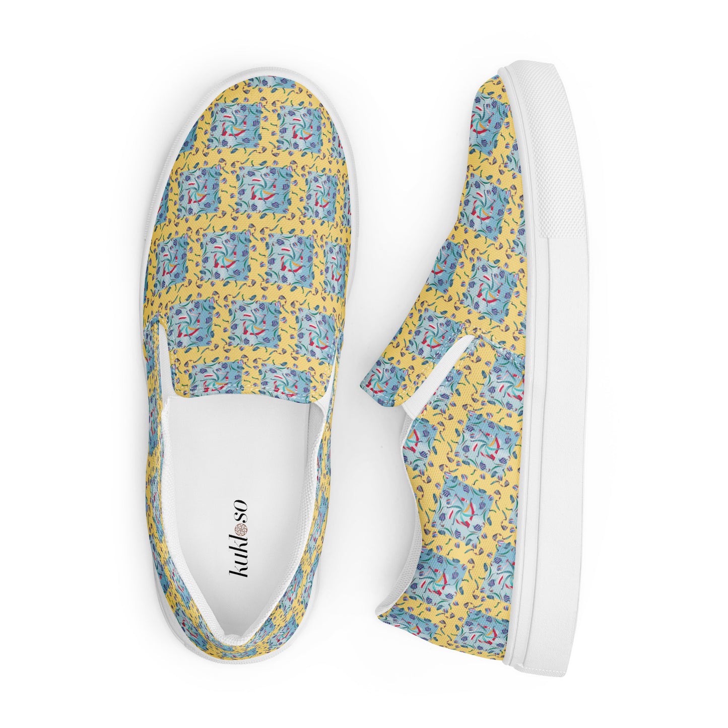 Women’s slip-on canvas shoes Kukloso Whimsical No 10 Yellow - Free Shipping