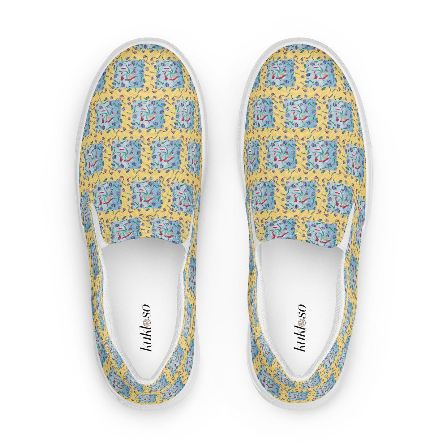 Women’s slip-on canvas shoes Kukloso Whimsical No 10 Yellow - Free Shipping