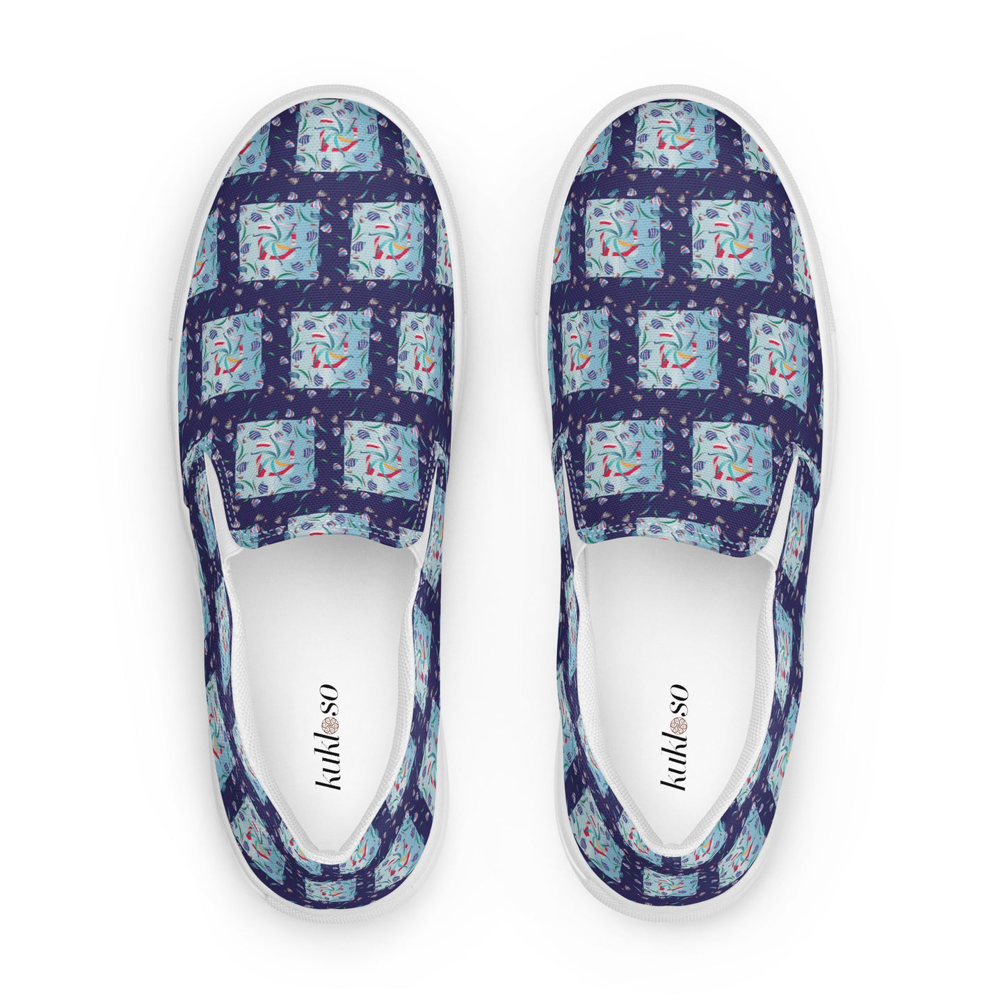 Women’s slip-on canvas shoes Kukloso Whimsical No 10 Navy - Free Shipping