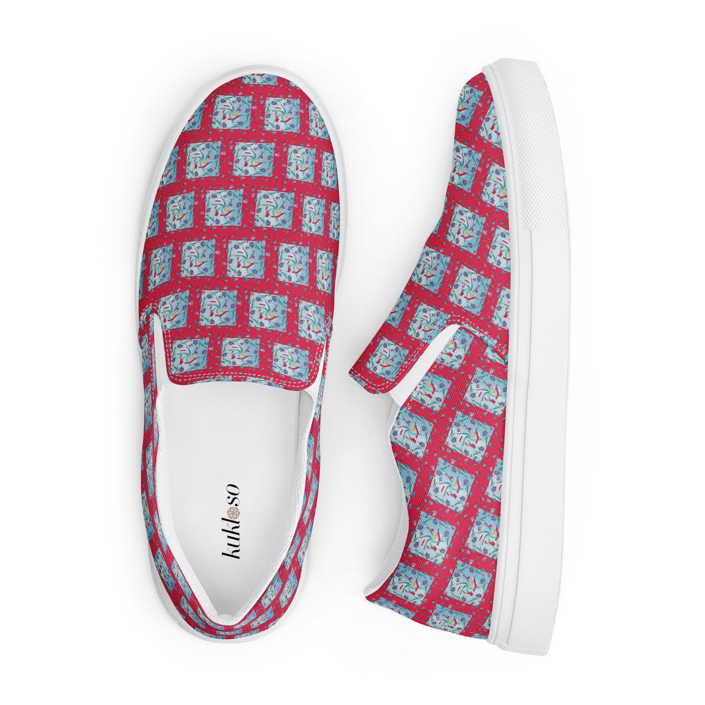 Women’s slip-on canvas shoes Kukloso Whimsical No 10 Dark Pink - Free Shipping