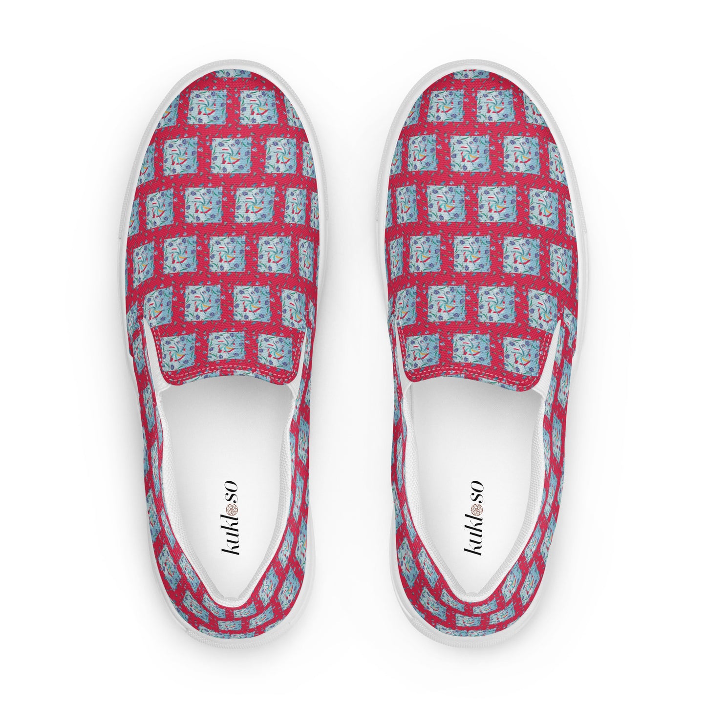 Women’s slip-on canvas shoes Kukloso Whimsical No 10 Dark Pink - Free Shipping