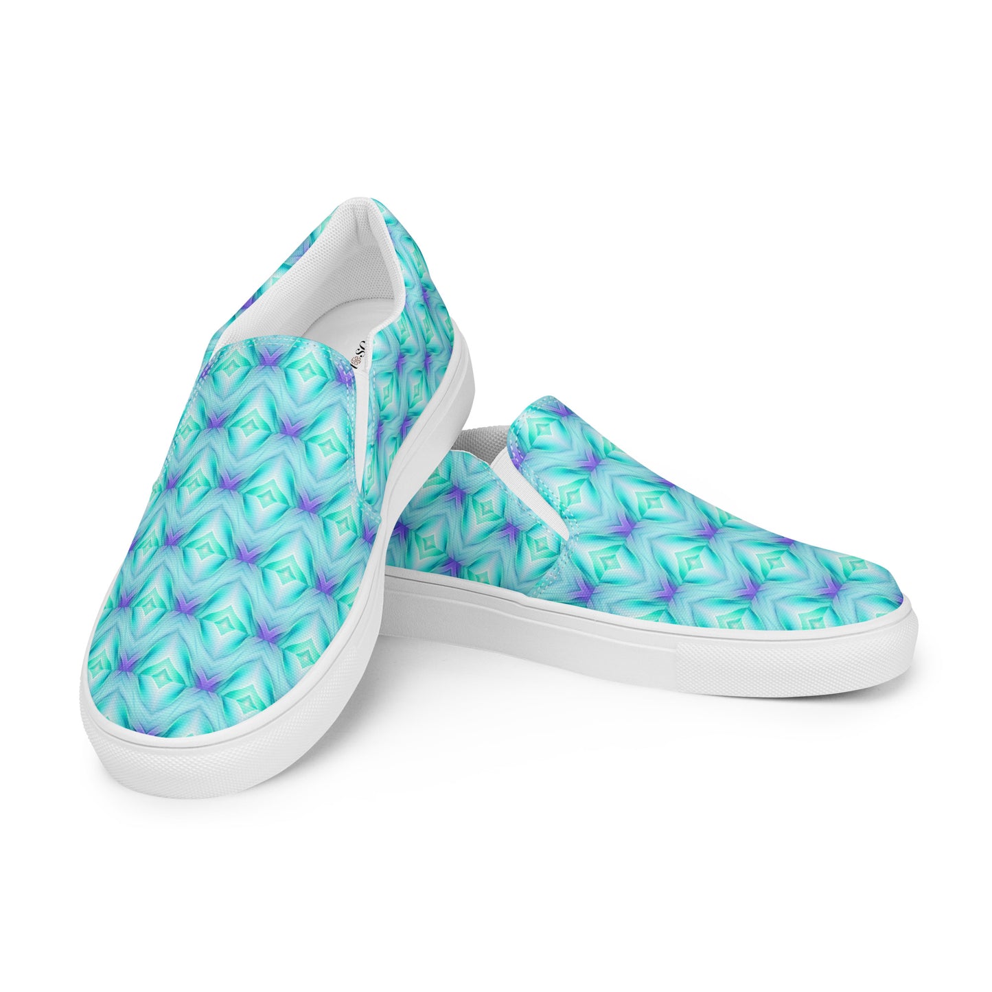 Women’s slip-on canvas shoes Kukloso Abstract No 2 Aqua/Blue - Free Shipping