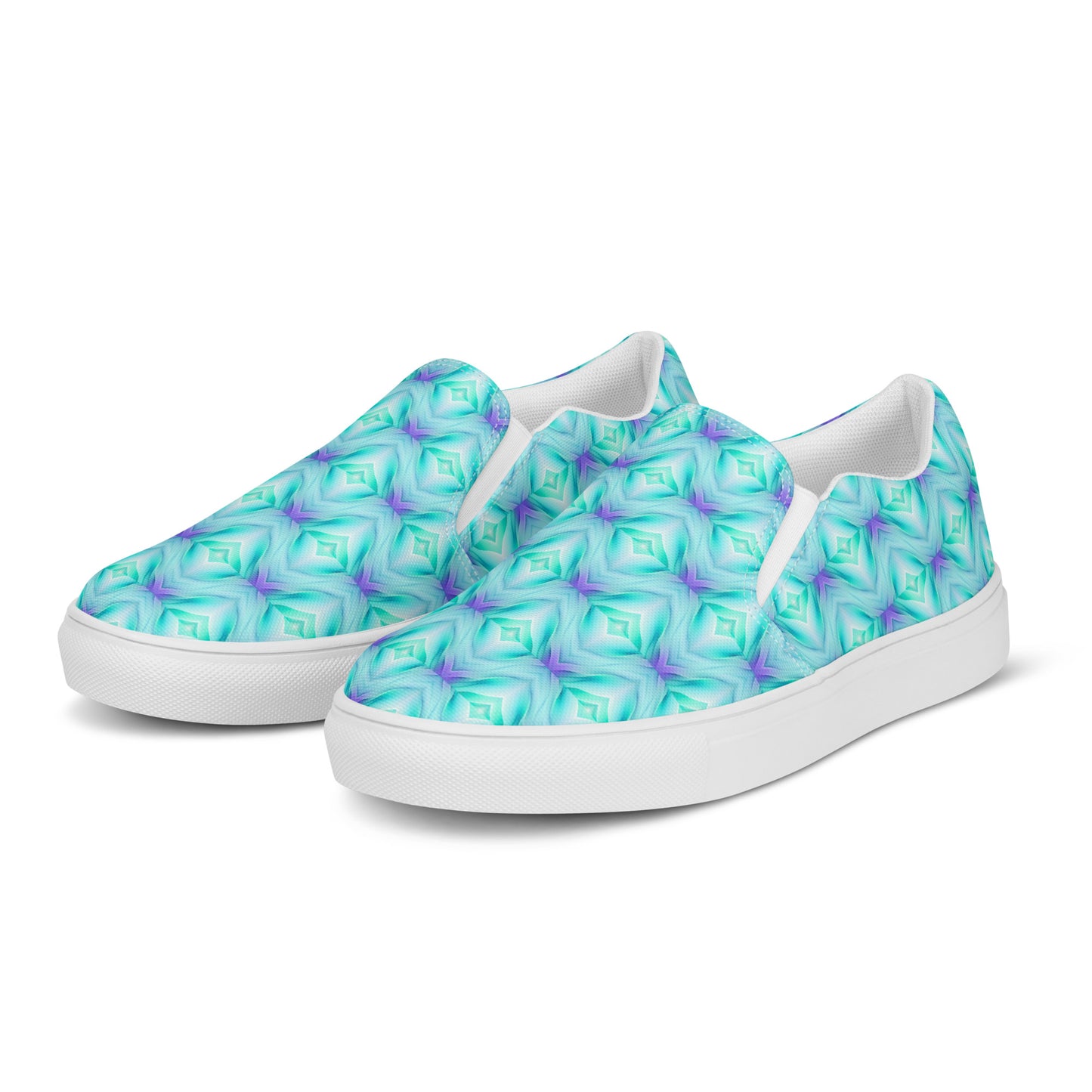 Women’s slip-on canvas shoes Kukloso Abstract No 2 Aqua/Blue - Free Shipping