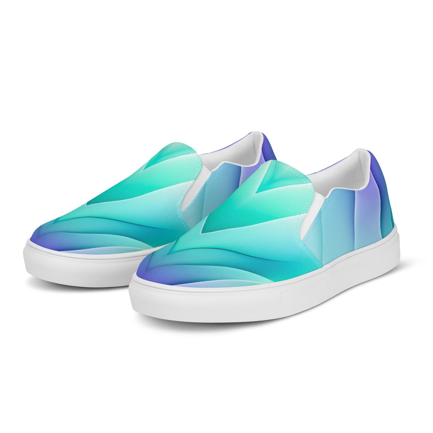 Women’s slip-on canvas shoes Kukloso Abstract No 3 Aqua/Blue - Free Shipping